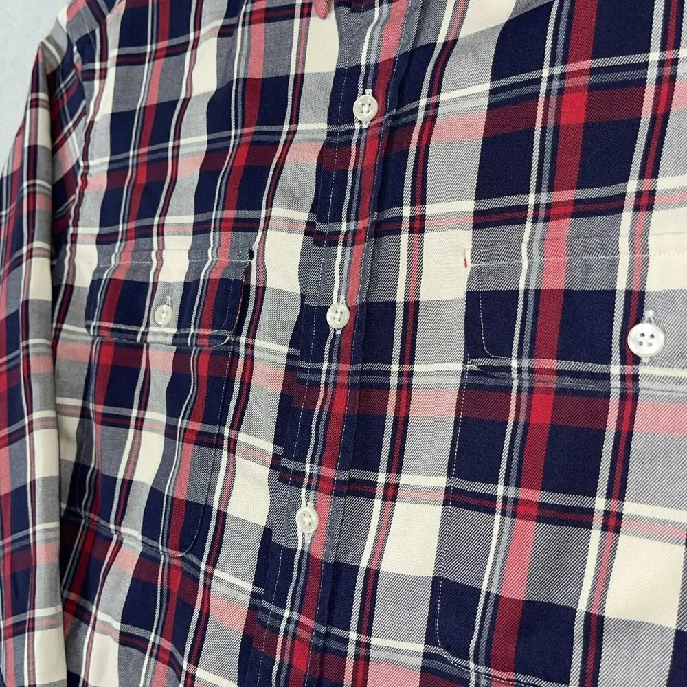 Vintage Ralph Lauren Shirt‎ Mens Large Red White  Blue Tartan Plaid Button Up